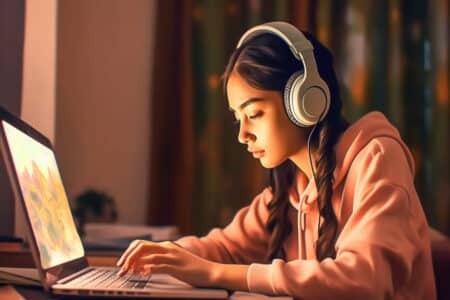 étudiante passe un test
