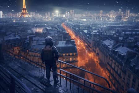 Adolescent qui travaille de nuit sur Paris