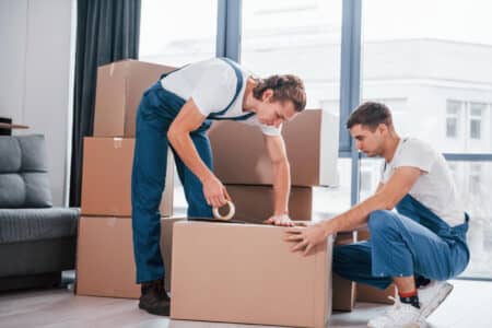 demenageurs exercant leur metier