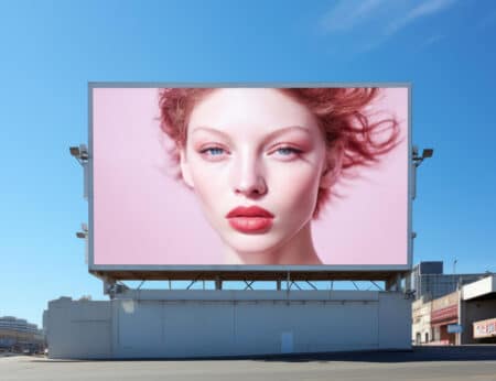 panneau affichage visage femme dessus