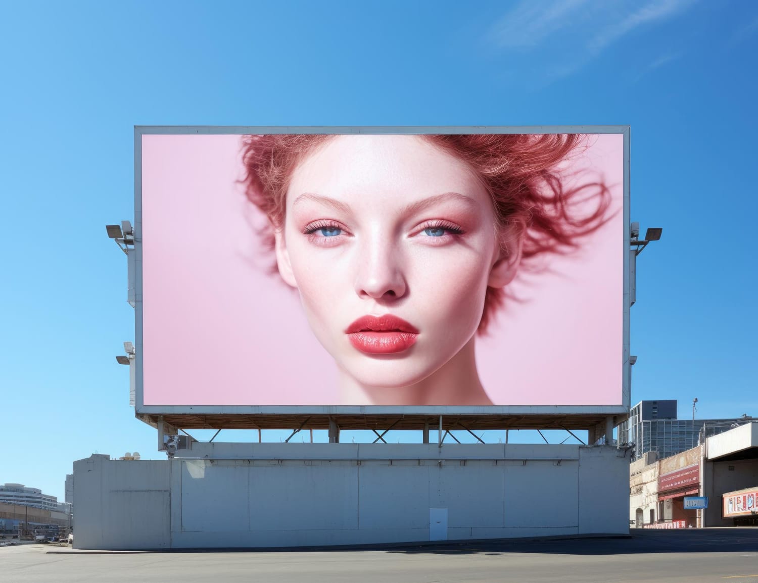 panneau affichage visage femme dessus