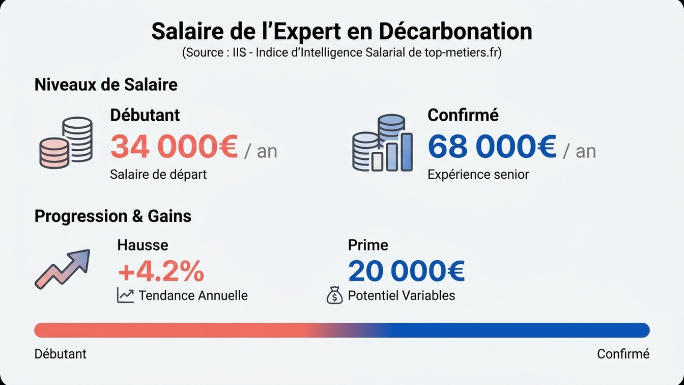 Salaire Expert en décarbonation infographie IIS Top-metiers
