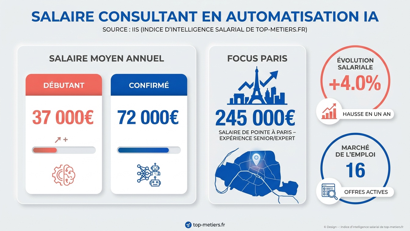 Salaire Consultant en automatisation IA infographie IIS Top-metiers